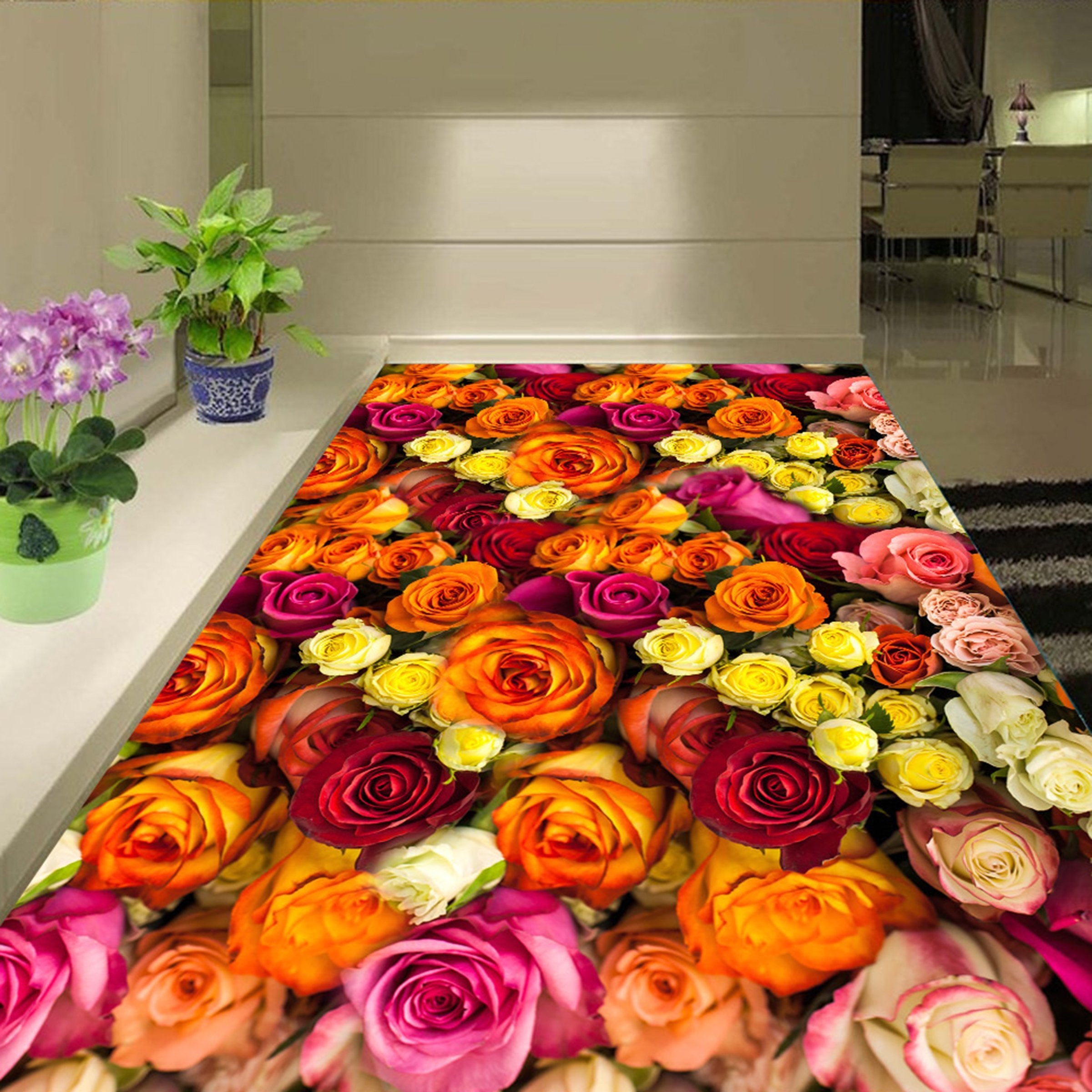 3D Colored Rose WG178 Floor Mural Wallpaper AJ Wallpaper 2 