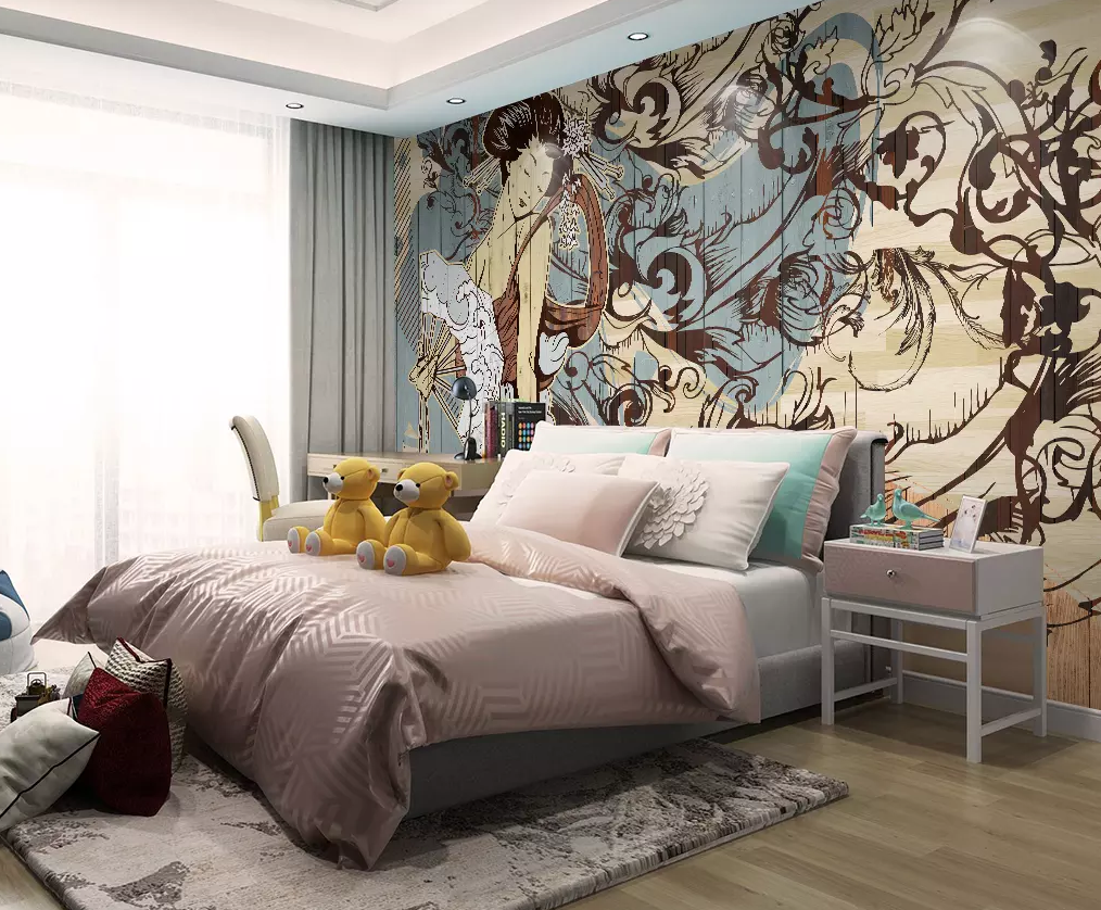 3D Painting Woman Fan 334 Wallpaper AJ Wallpaper 2 