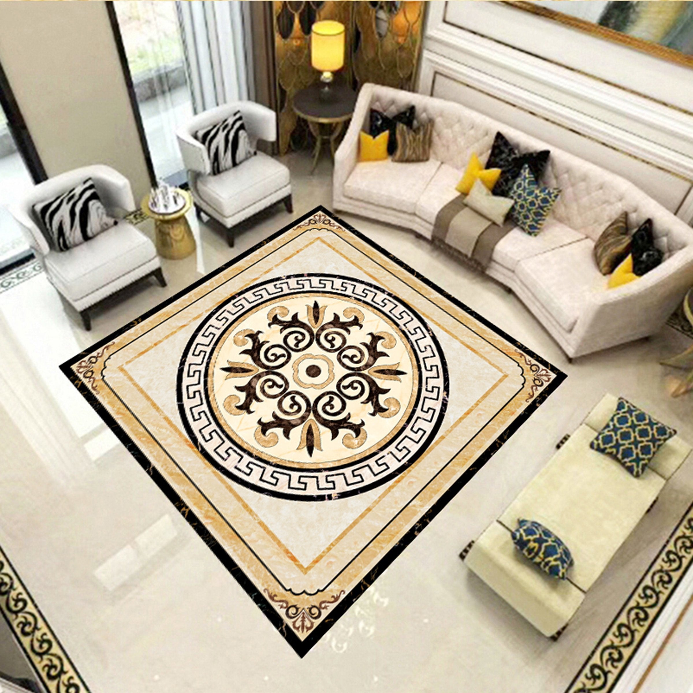 3D Black Round WG632 Floor Mural Wallpaper AJ Wallpaper 2 