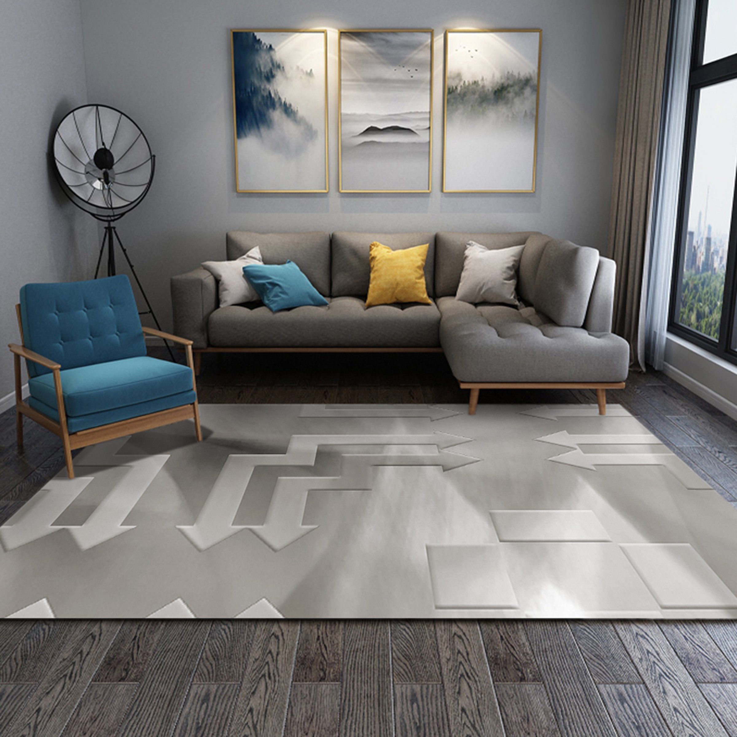 3D Gray Arrow WG198 Non Slip Rug Mat Mat AJ Creativity Home 