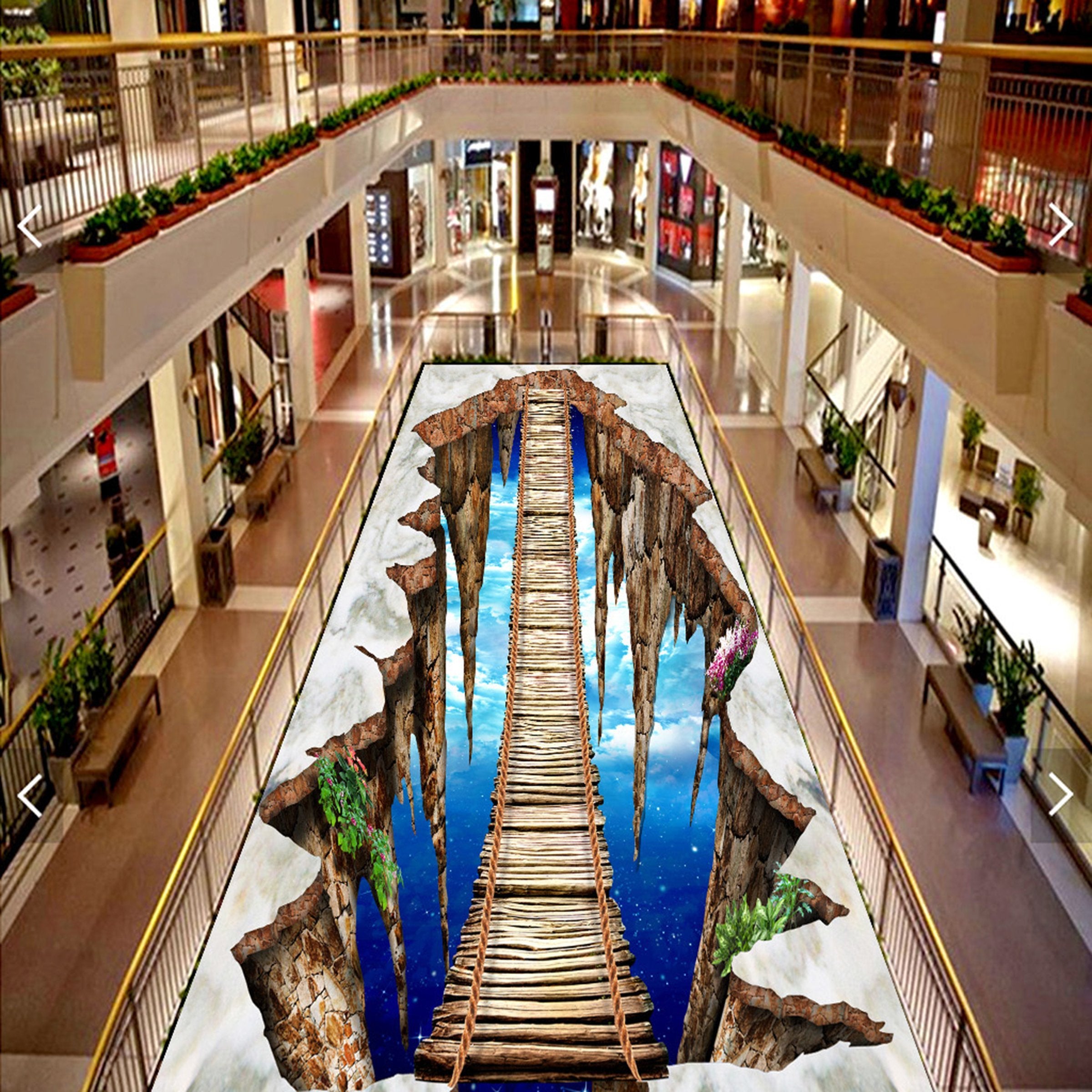 3D Mountain Peak Wooden Bridge WG433 Floor Mural Wallpaper AJ Wallpaper 2 