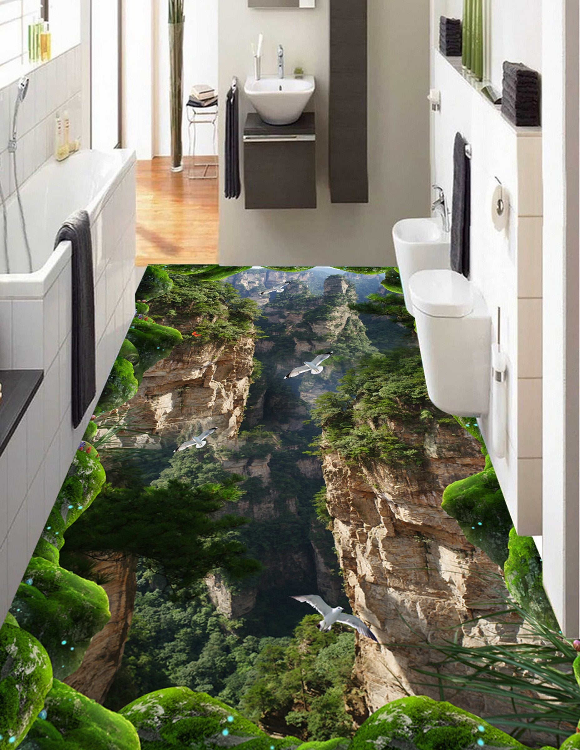 3D Valley Forest WG052 Floor Mural Wallpaper AJ Wallpaper 2 