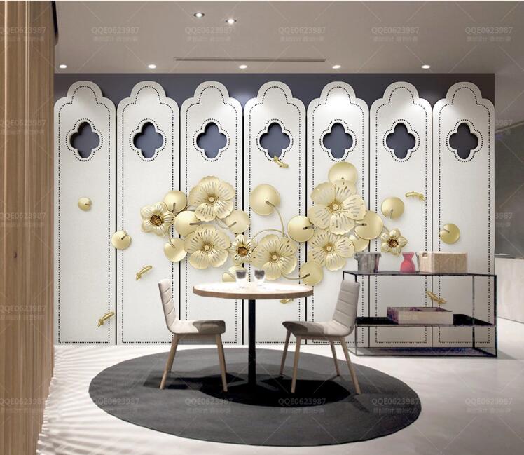 3D Gold Pattern WC180 Wall Murals