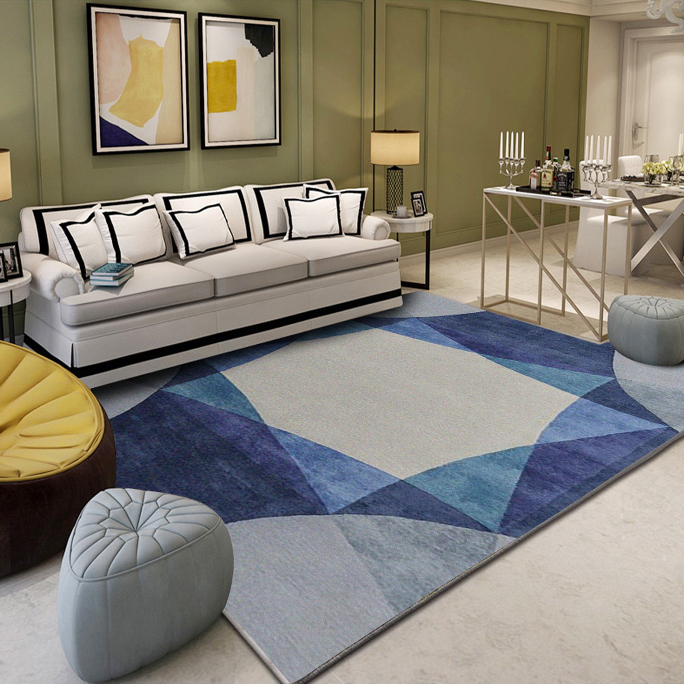 3D Blue Geometry WG136 Non Slip Rug Mat Mat AJ Creativity Home 