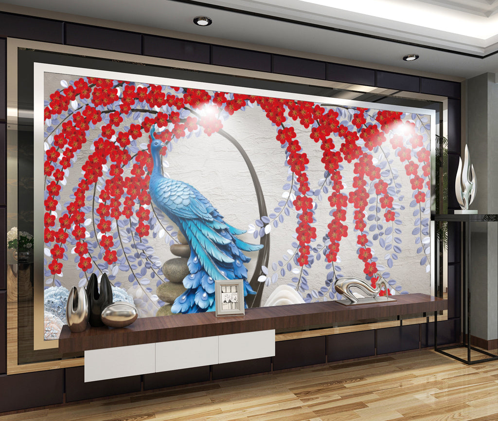3D Peacock Flower WG479 Wall Murals