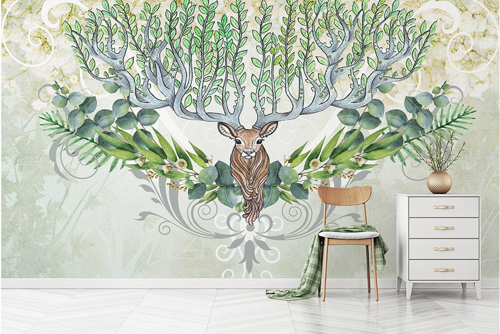 3D Leaf Deer WG158 Wall Murals