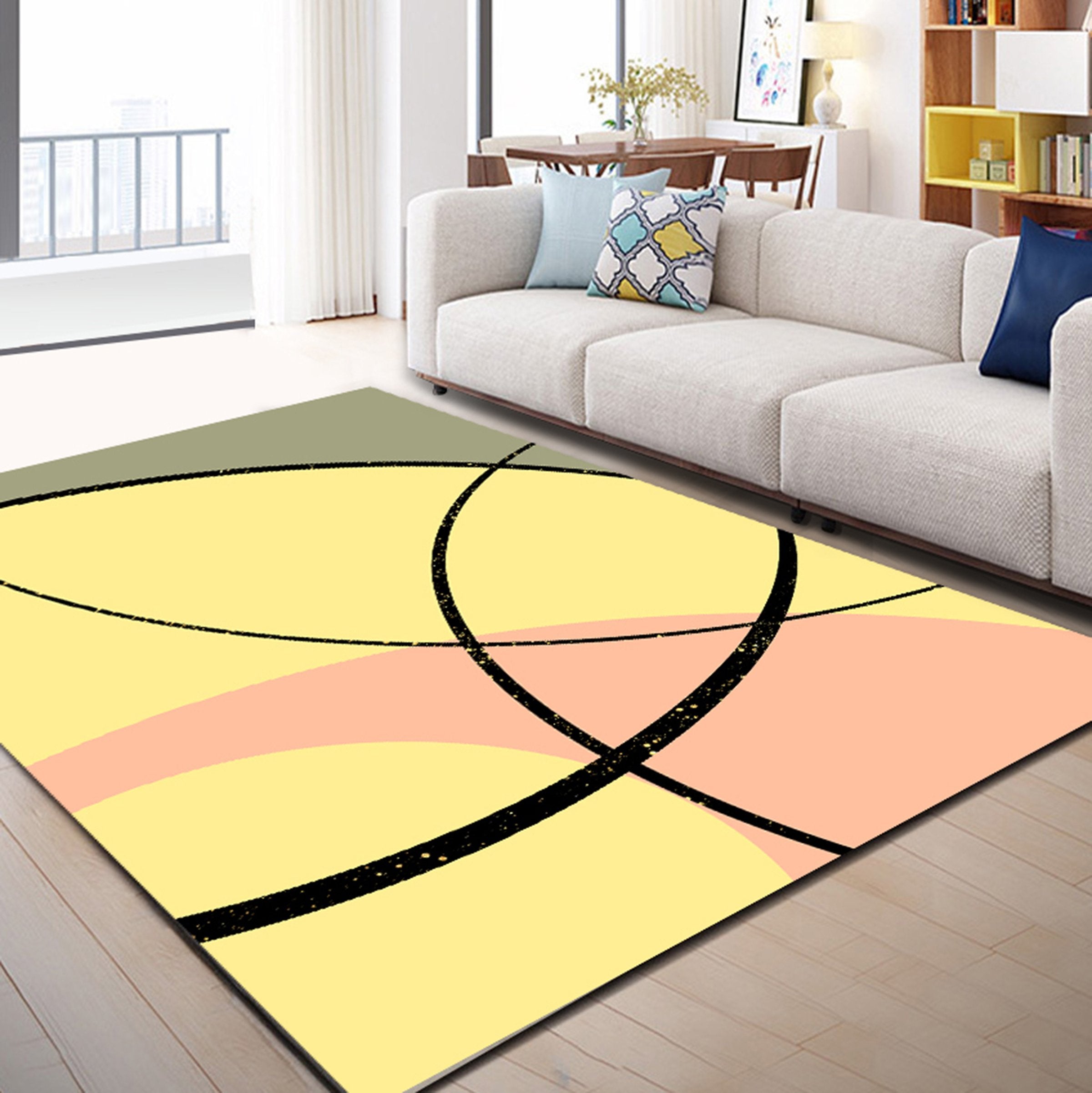 3D Golden Geometric Pattern WG426 Non Slip Rug Mat Mat AJ Creativity Home 