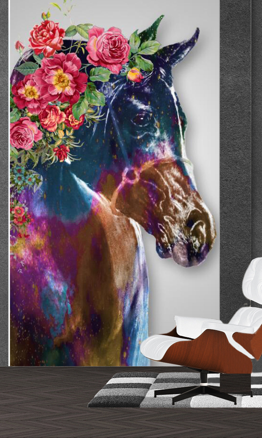 3D Flower Horse WG022 Wall Murals
