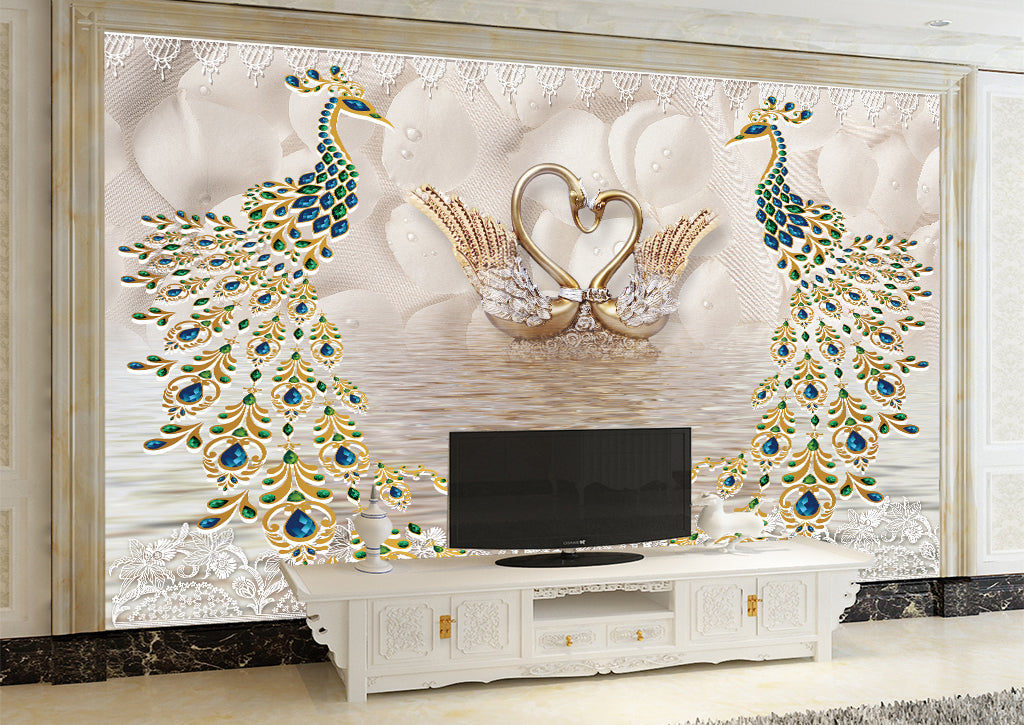 3D Gem Swan WG308 Wall Murals