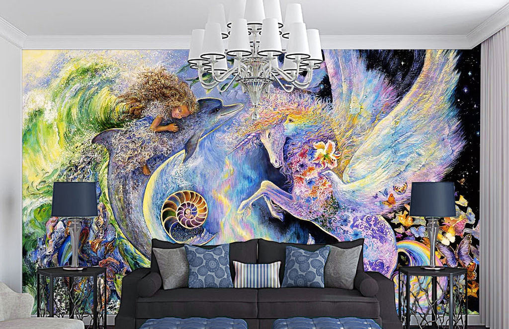 3D Unicorn Dolphin WG298 Wall Murals