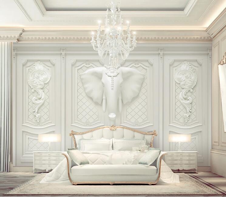 3D White Elephant WC153 Wall Murals