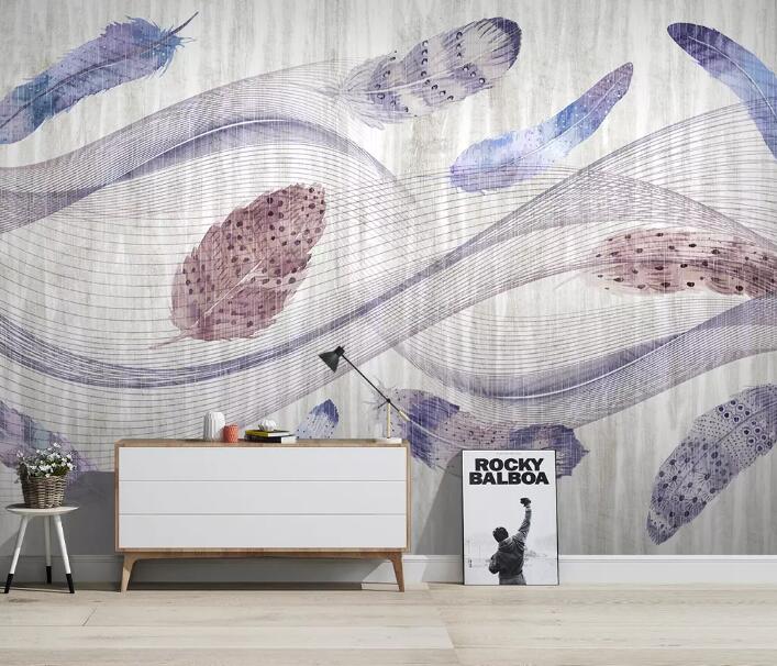 3D Purple Feather WG884 Wall Murals