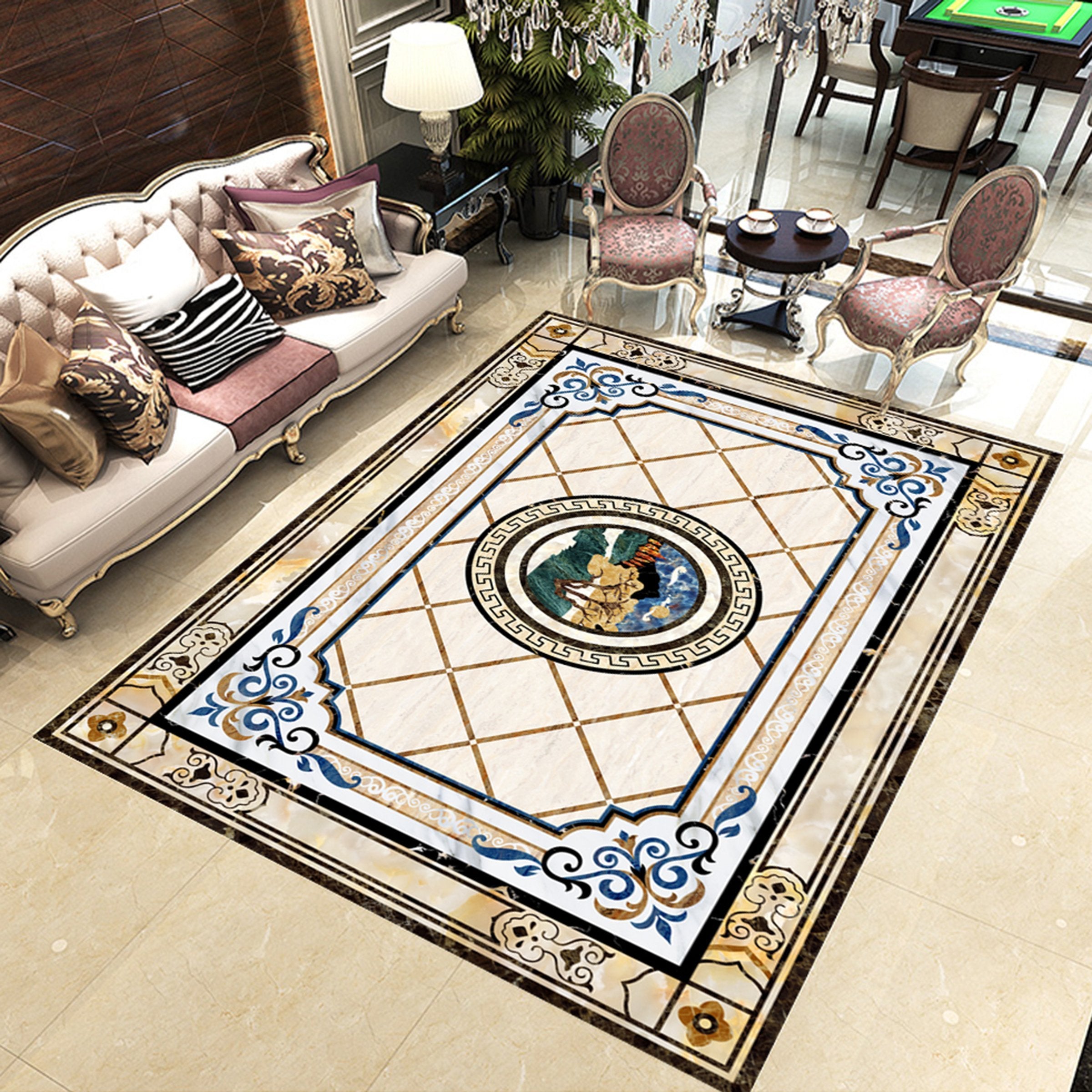 3D Blue Rectangle WG570 Floor Mural Wallpaper AJ Wallpaper 2 