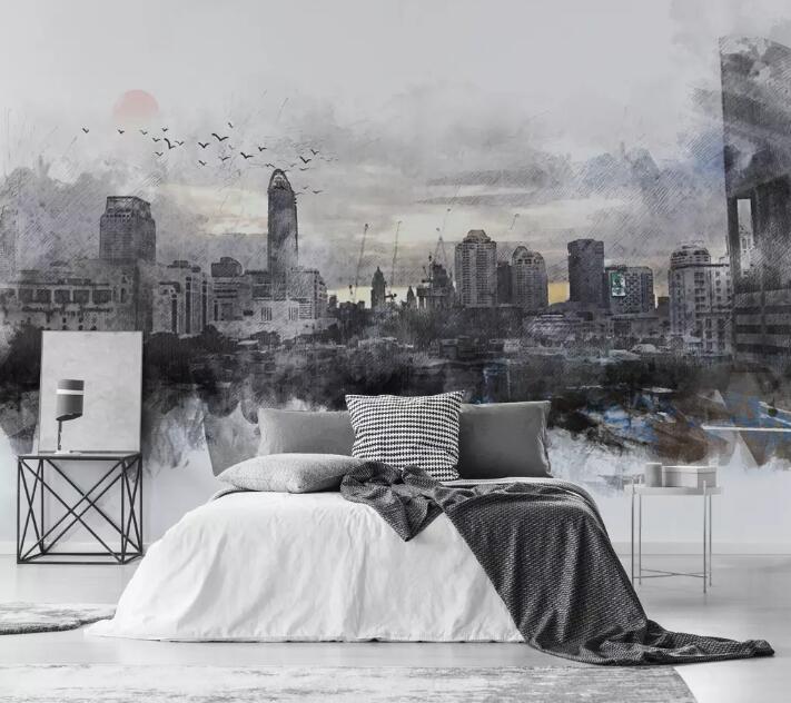 3D Grey City WG80 Wall Murals Wallpaper AJ Wallpaper 2 