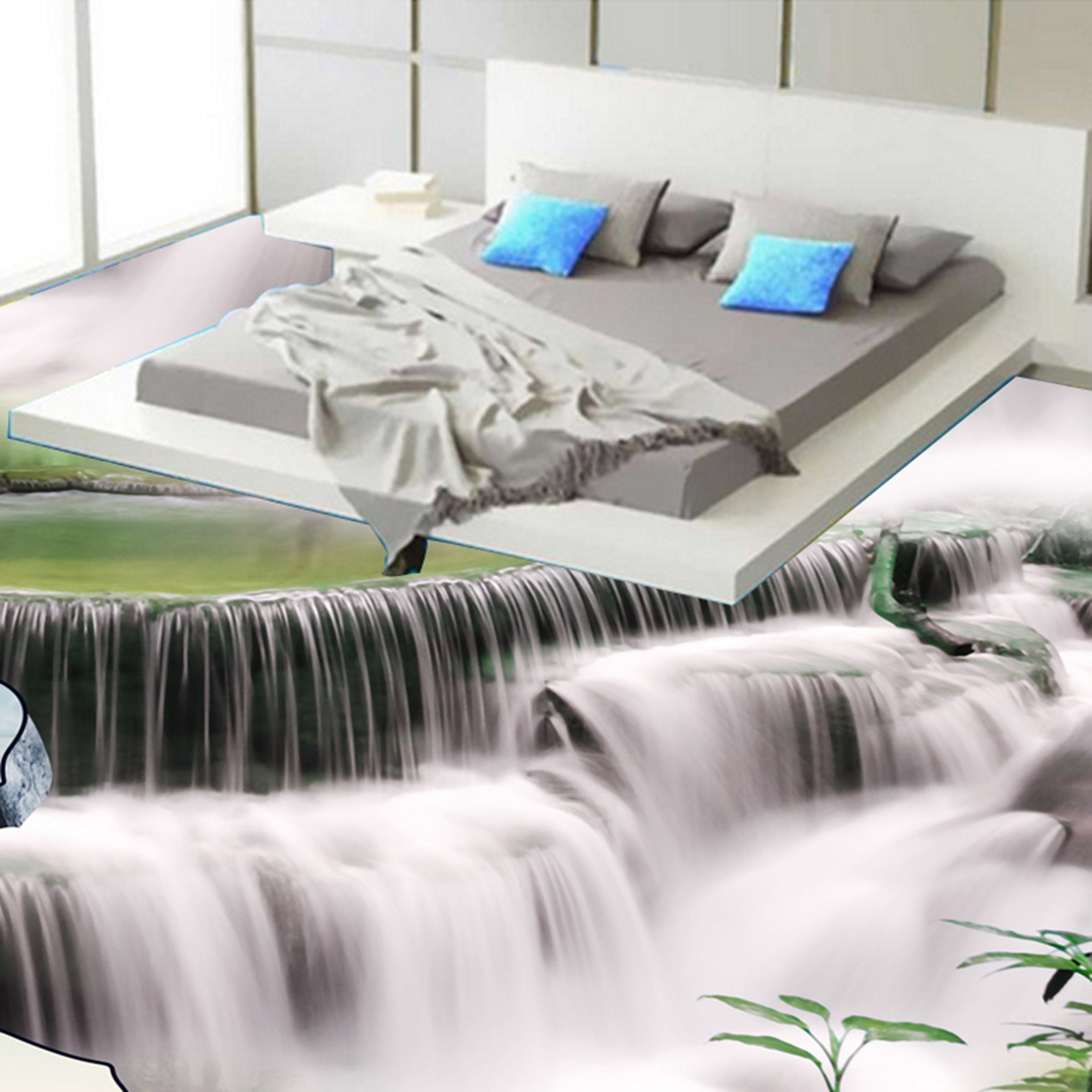 3D High Mountain Water WG408 Floor Mural Wallpaper AJ Wallpaper 2 