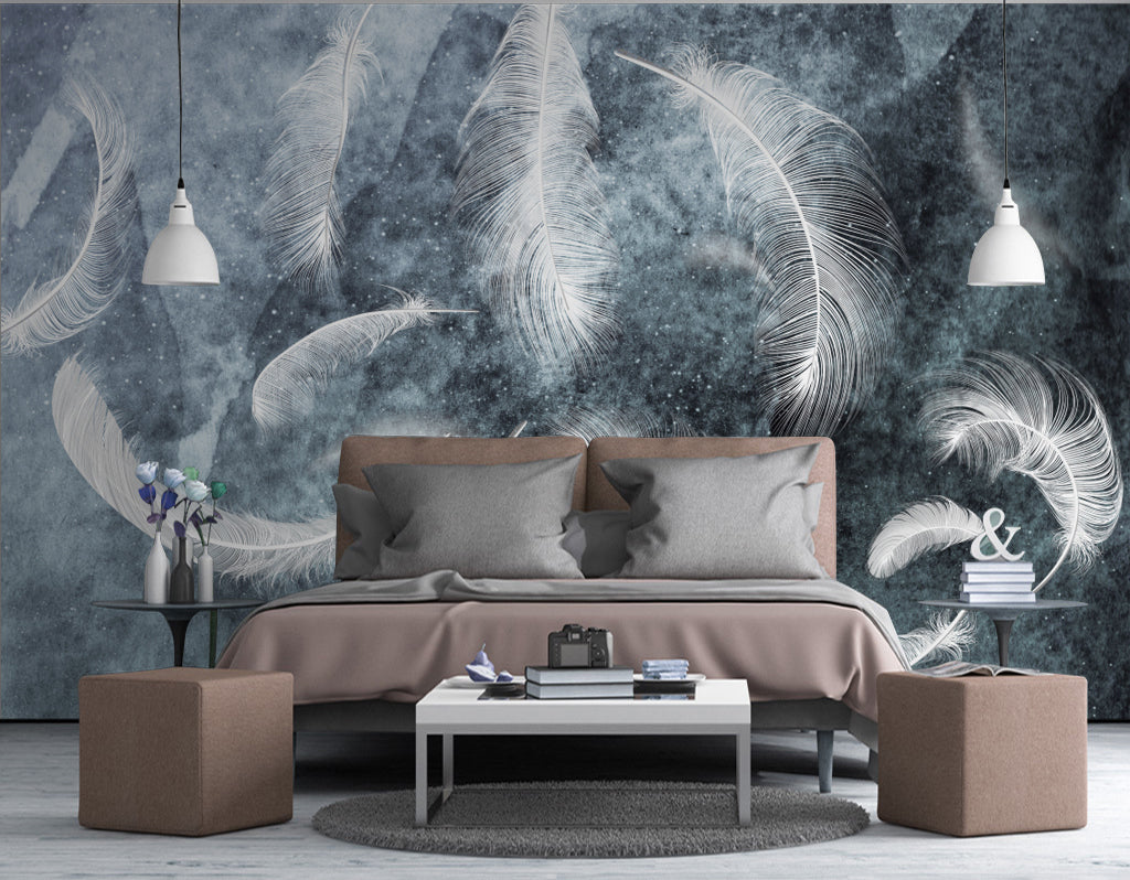 3D Swan Feather WG365 Wall Murals