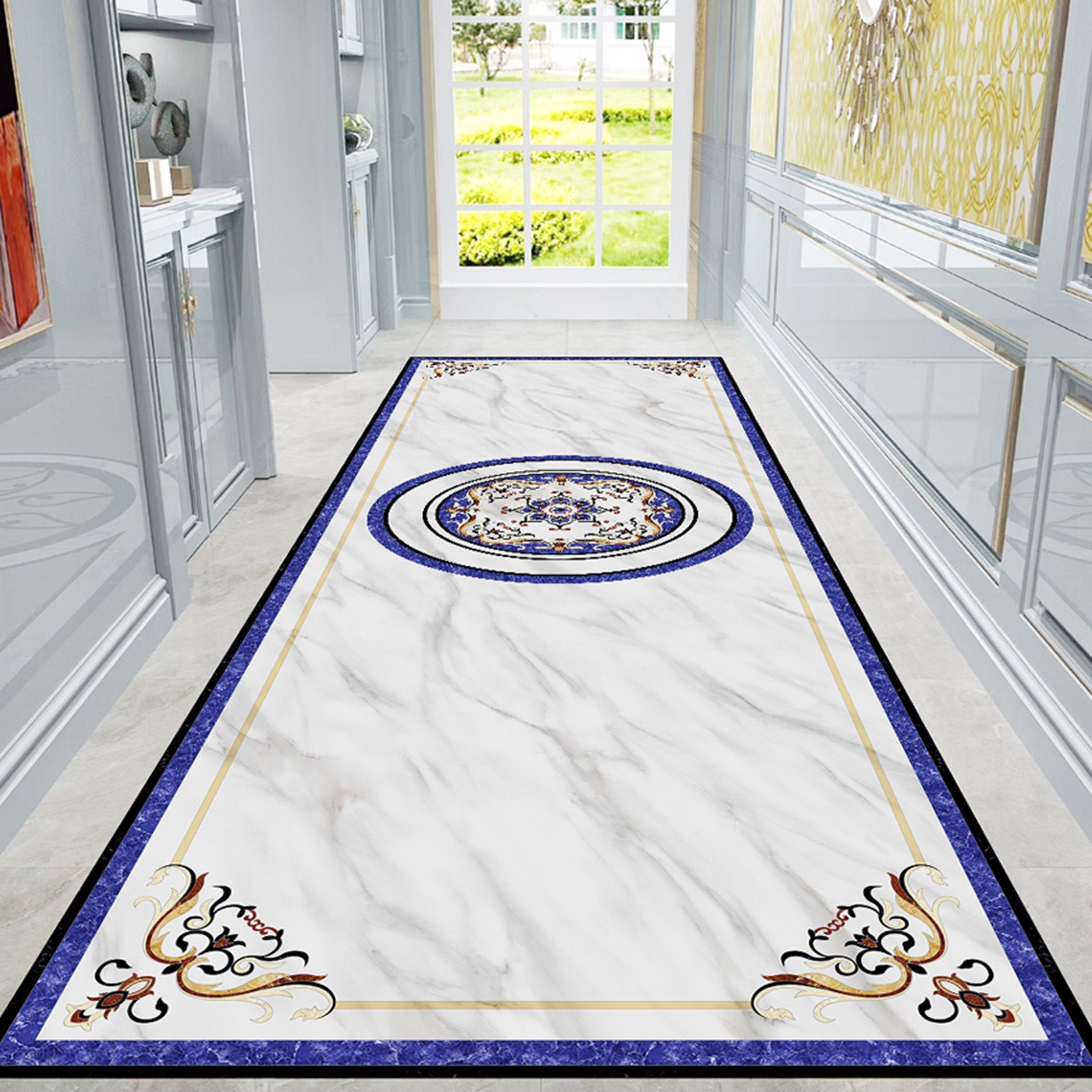 3D Blue Round WG243 Floor Mural Wallpaper AJ Wallpaper 2 