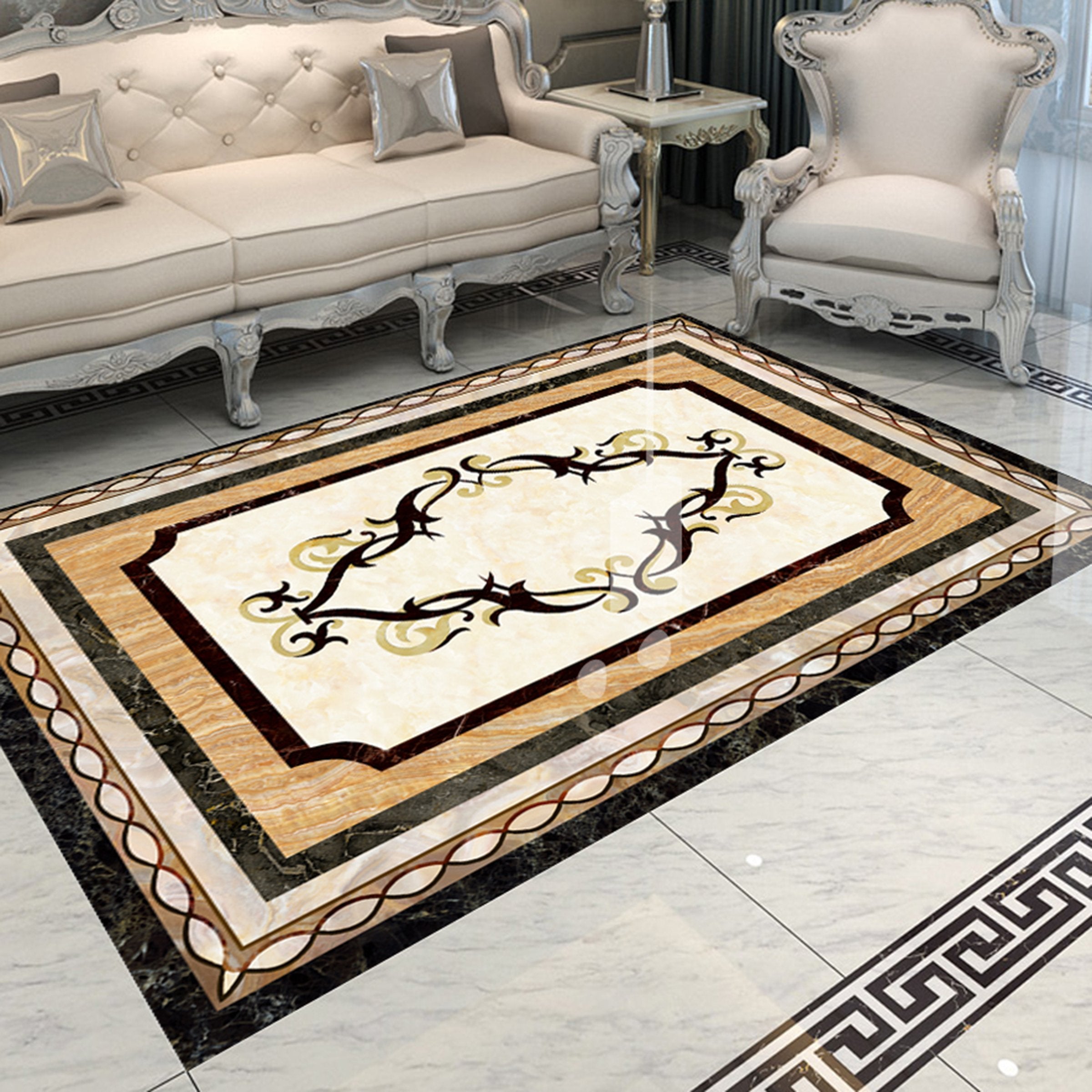 3D Black Orange Pattern WG726 Floor Mural Wallpaper AJ Wallpaper 2 