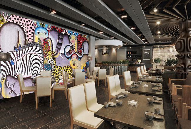 3D Giraffe Zebra WG337 Wall Murals