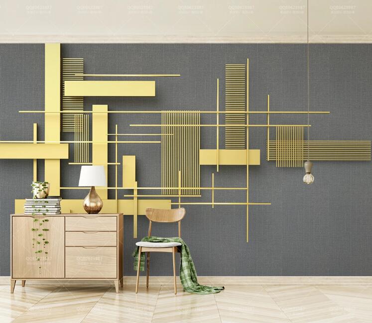 3D Golden Geometry WC133 Wall Murals