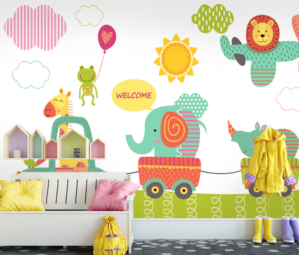 3D Train Elephant WG455 Wall Murals