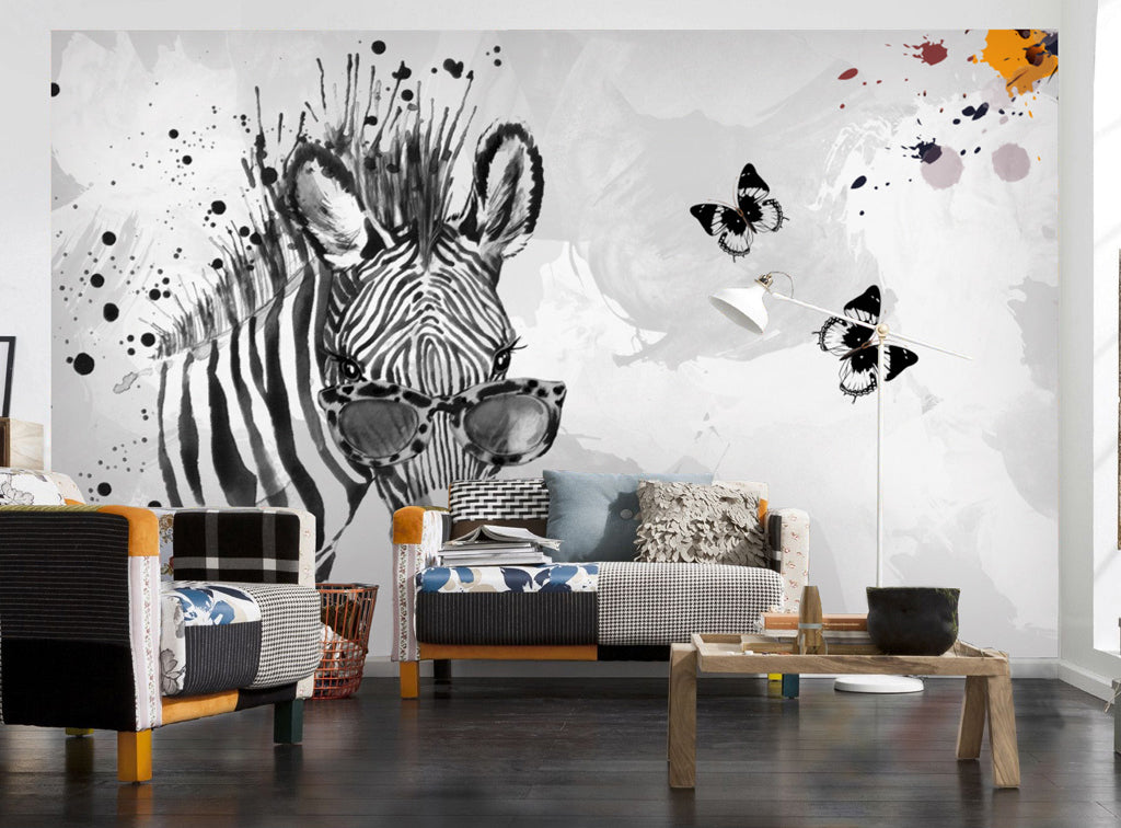 3D Zebra Butterfly WG180 Wall Murals