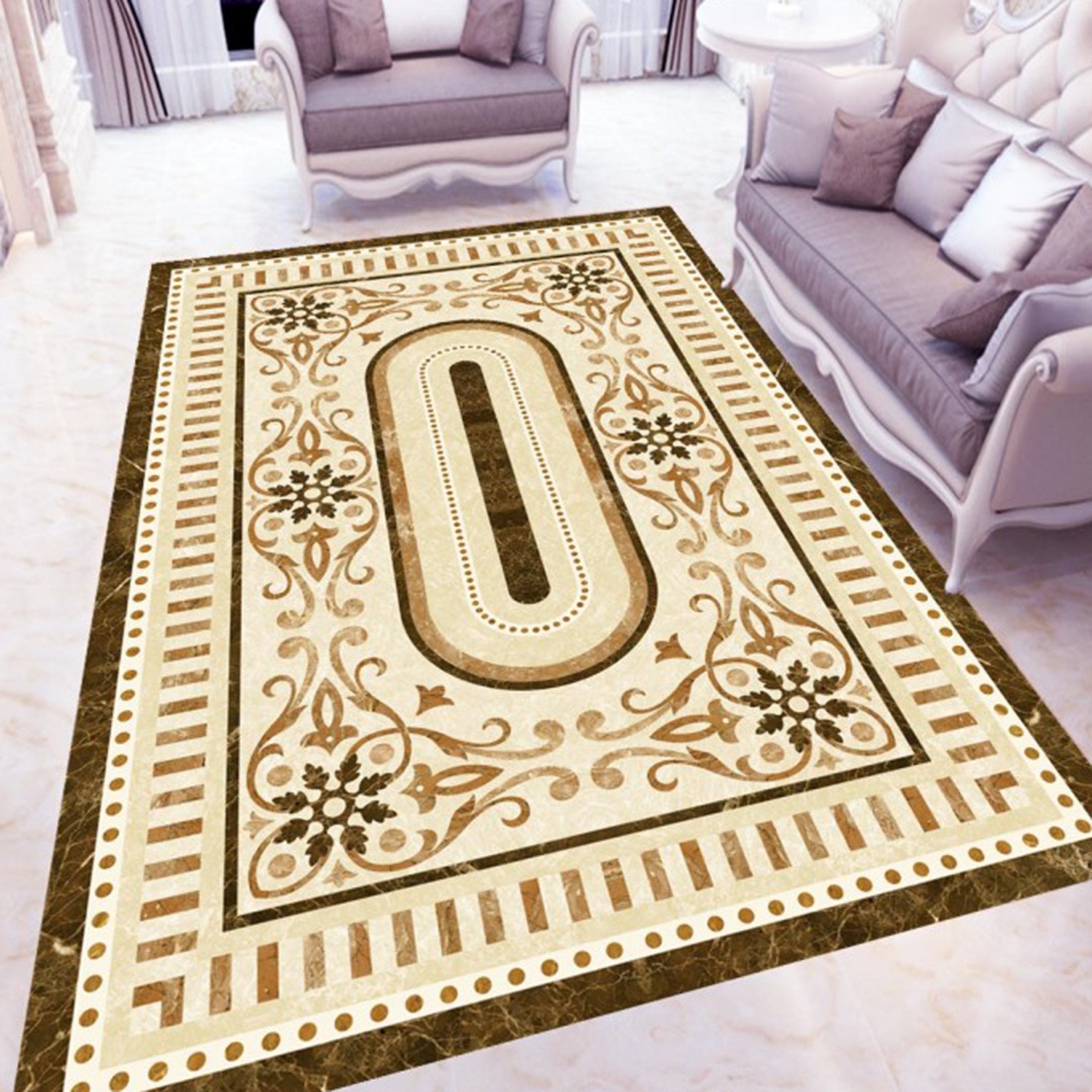 3D Oval Marble Pattern WG406 Floor Mural Wallpaper AJ Wallpaper 2 