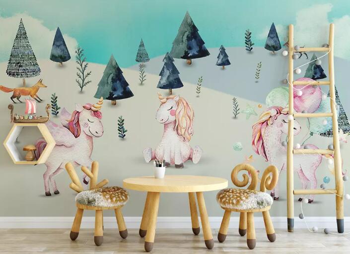 3D Unicorn Forest 648 Wall Murals Wallpaper AJ Wallpaper 2 