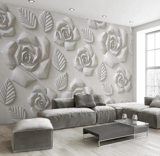 3D White Flowers 082 Wall Murals Wallpaper AJ Wallpaper 2 