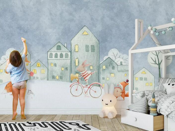 3D Rabbit Fox WG750 Wall Murals