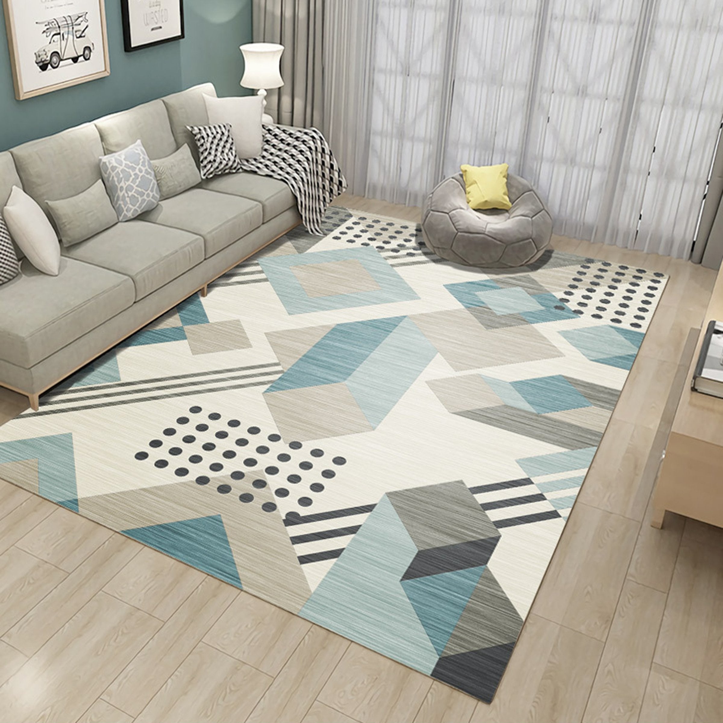 3D Color Geometry WG303 Non Slip Rug Mat Mat AJ Creativity Home 