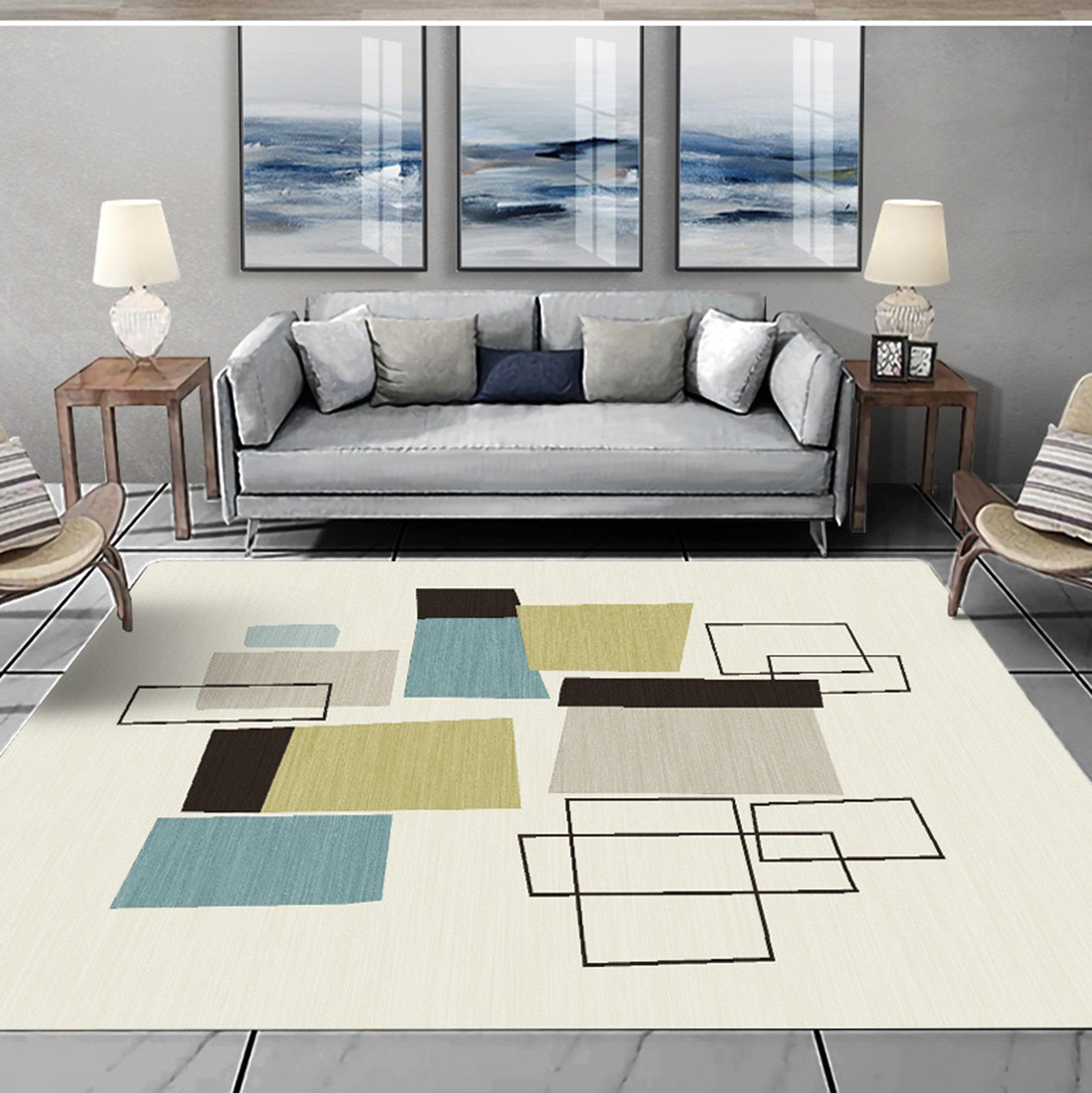 3D Modern Geometric Pattern WG411 Non Slip Rug Mat Mat AJ Creativity Home 