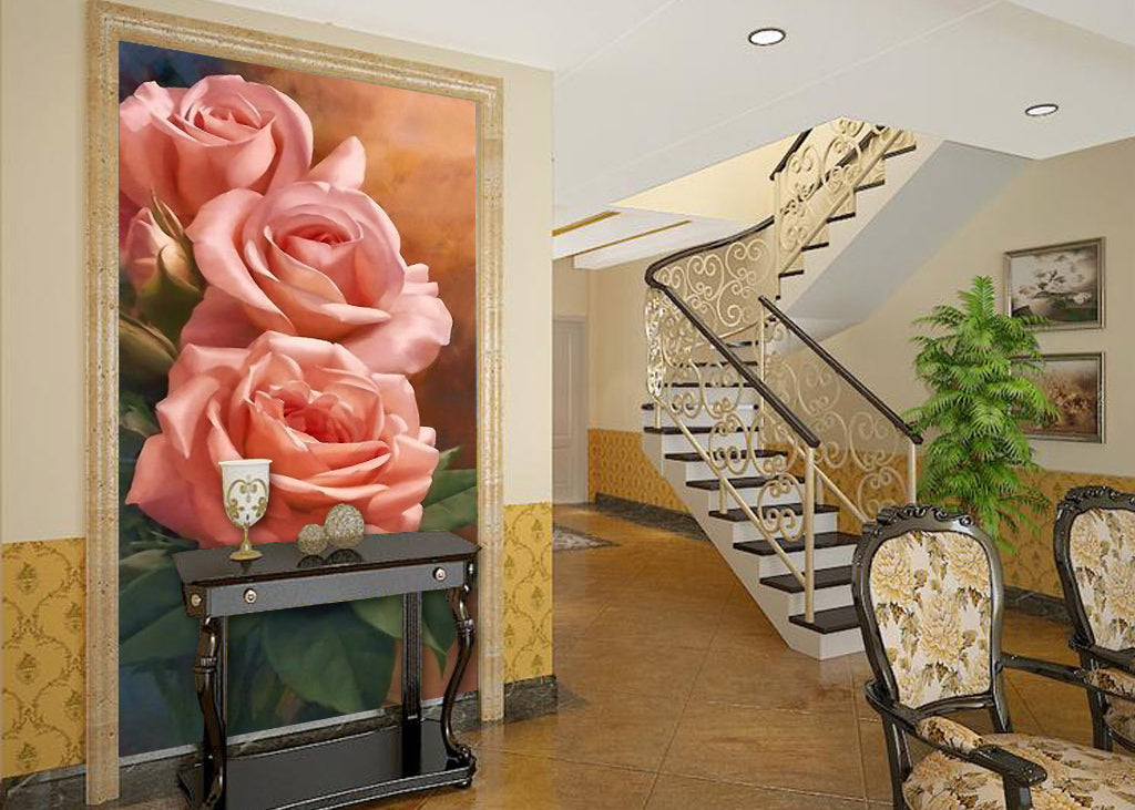 3D Pink Rose WG058 Wall Murals