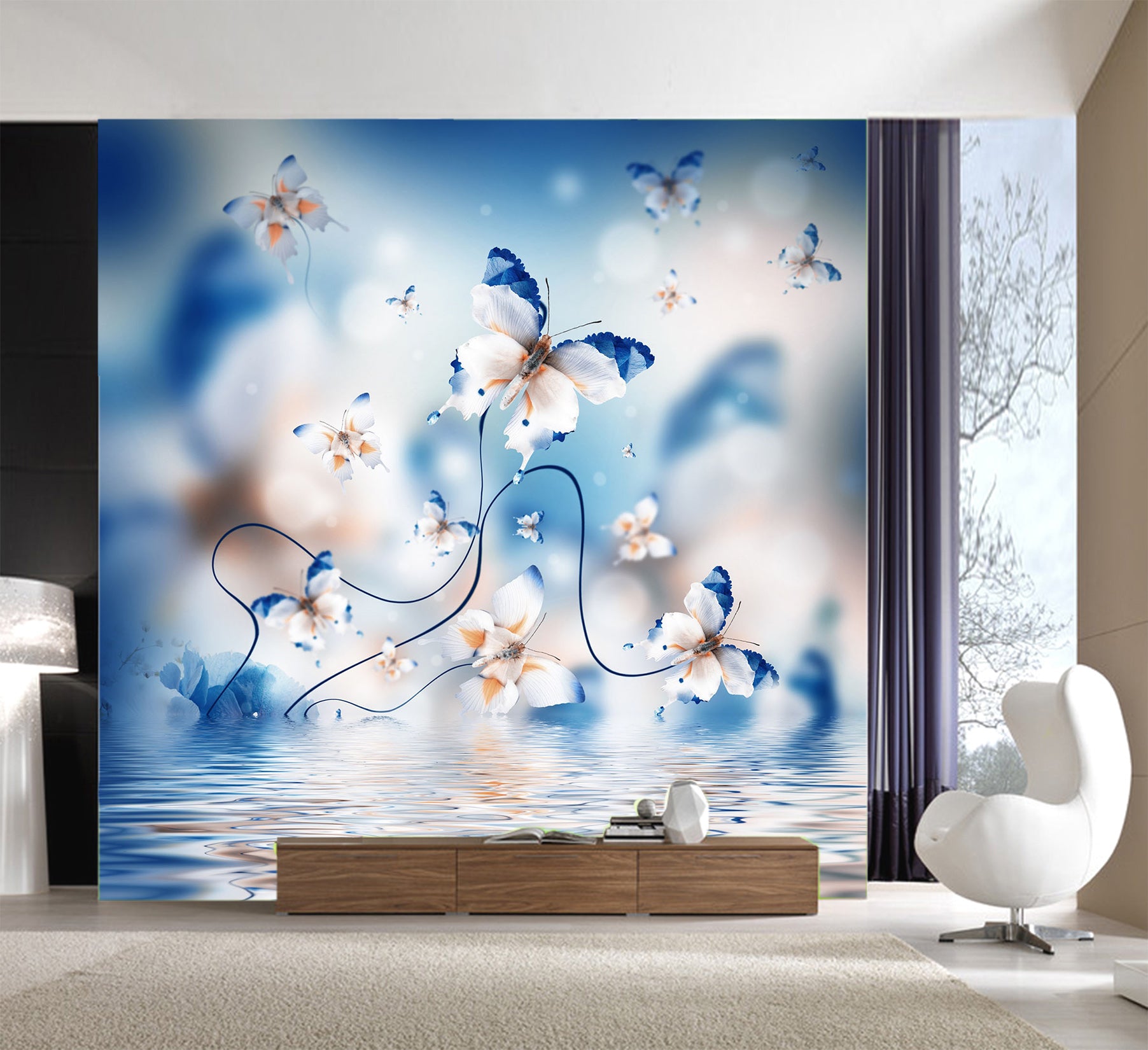 3D Butterfly Fower 1052 Wall Murals