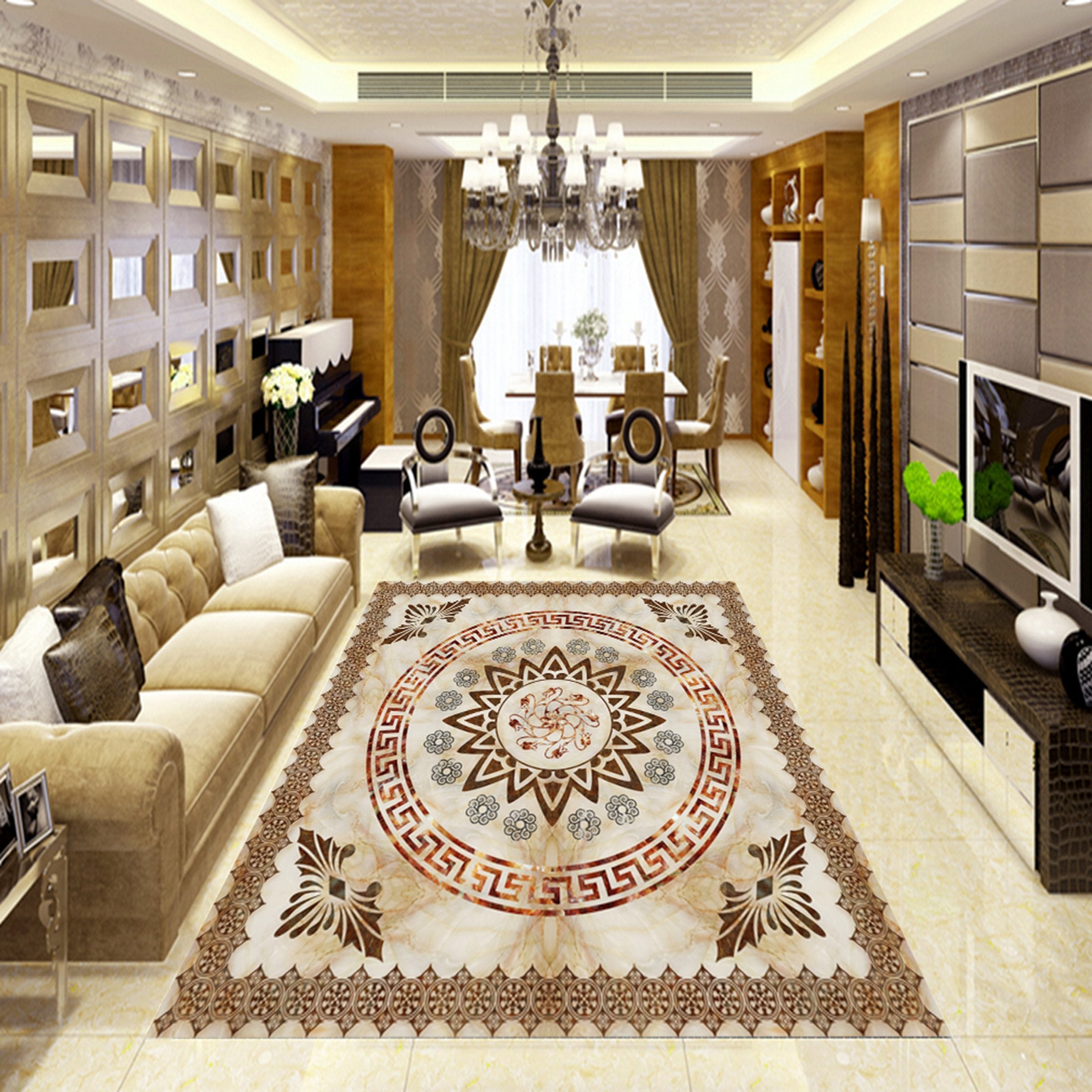 3D Round Black Pattern WG365 Floor Mural Wallpaper AJ Wallpaper 2 