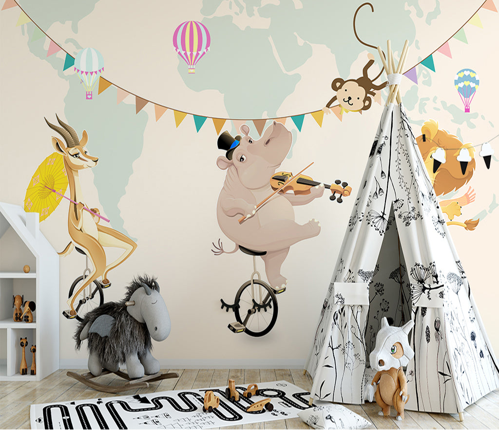 3D Hippo Violin WG441 Wall Murals