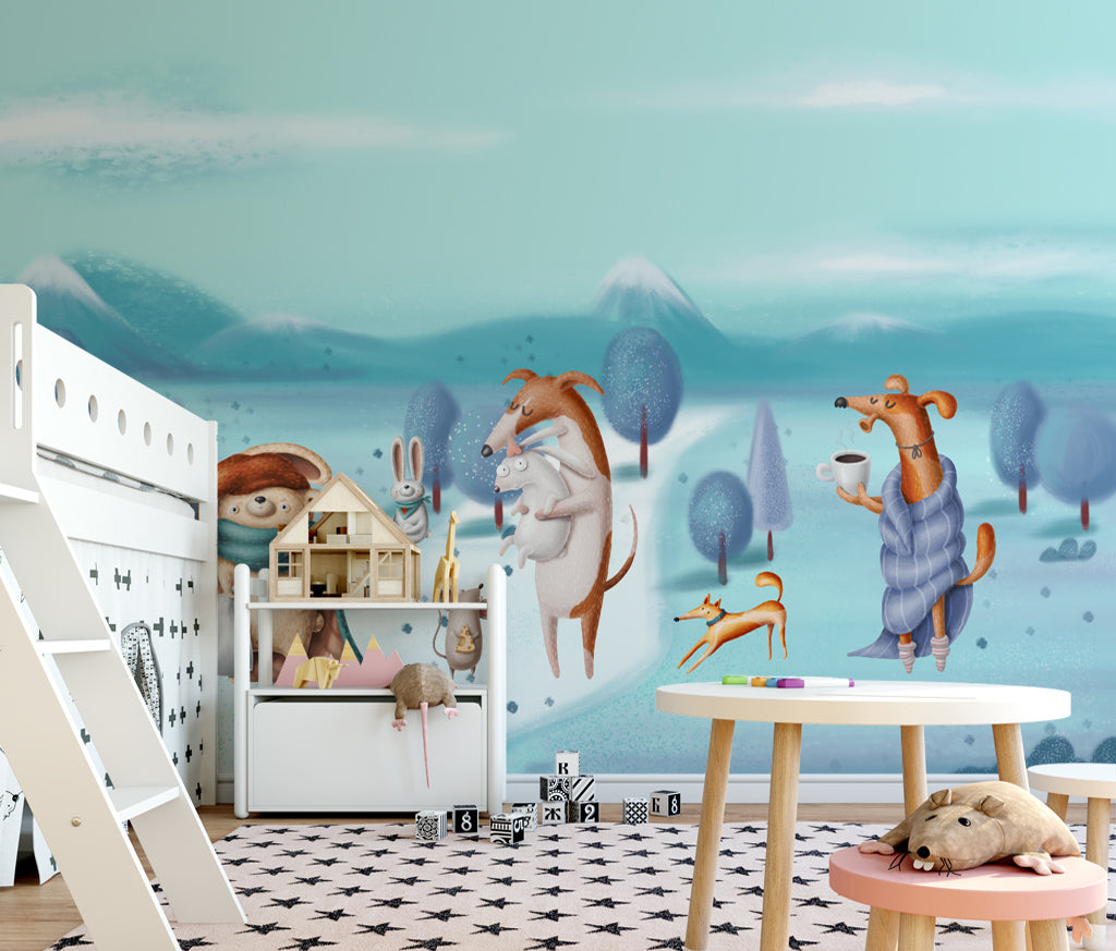 3D Snow Fox WG444 Wall Murals