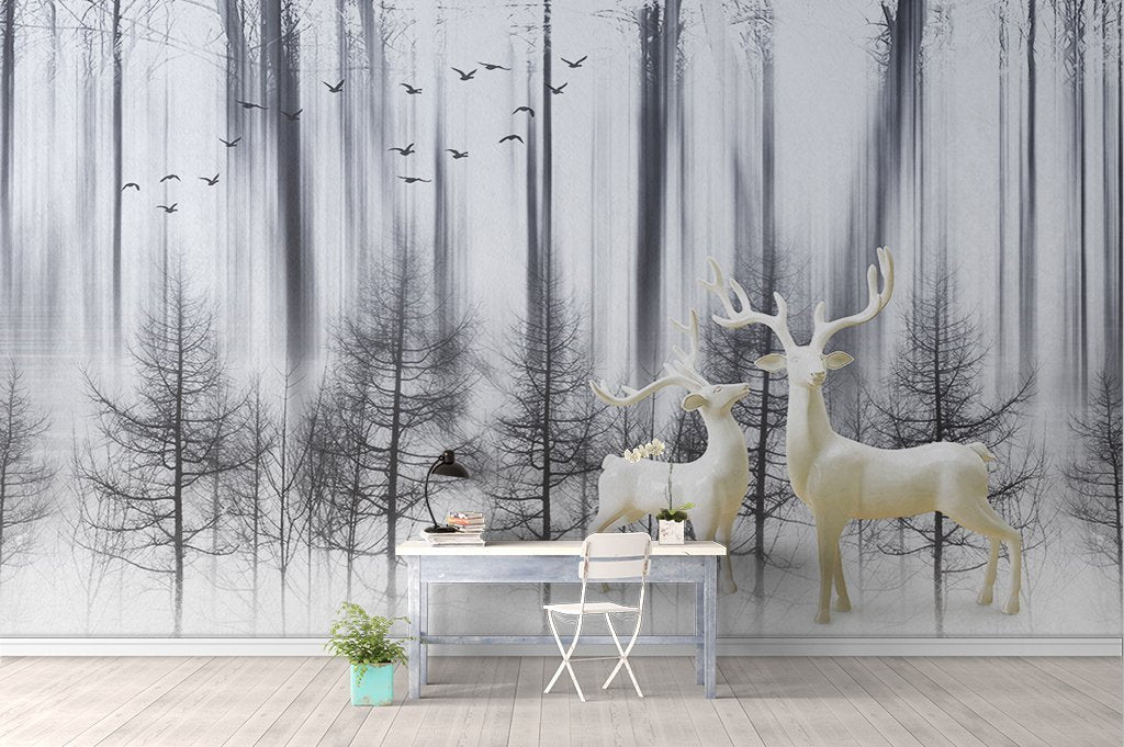 3D Foggy Forest 137 Wall Murals Wallpaper AJ Wallpaper 2 