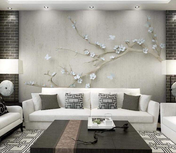 3D White Plum WC197 Wall Murals