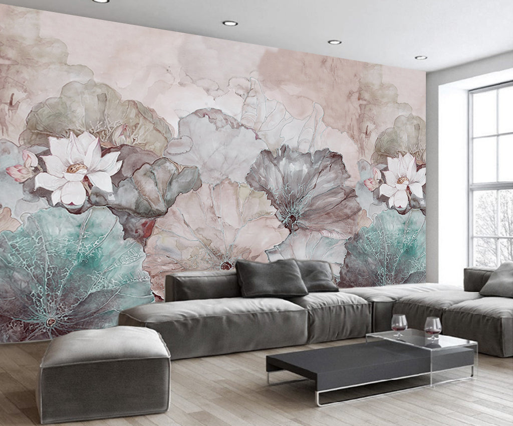 3D Beautiful Lotus WG310 Wall Murals