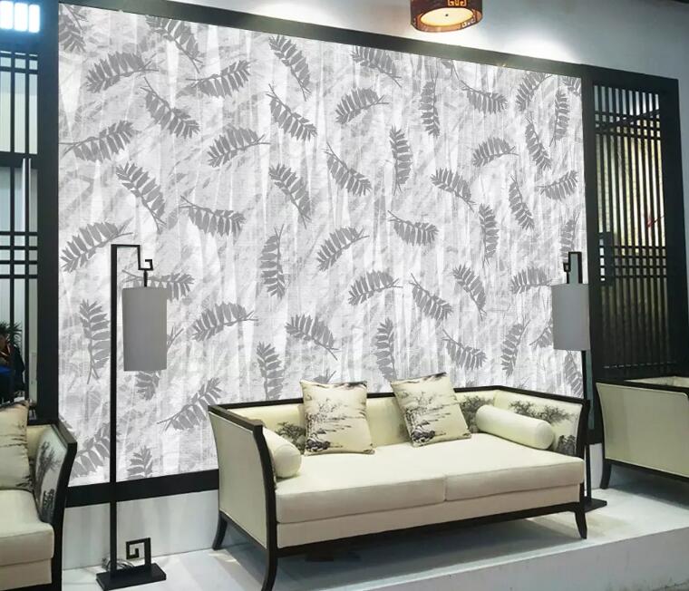 3D Gray Leaves WG64 Wall Murals Wallpaper AJ Wallpaper 2 
