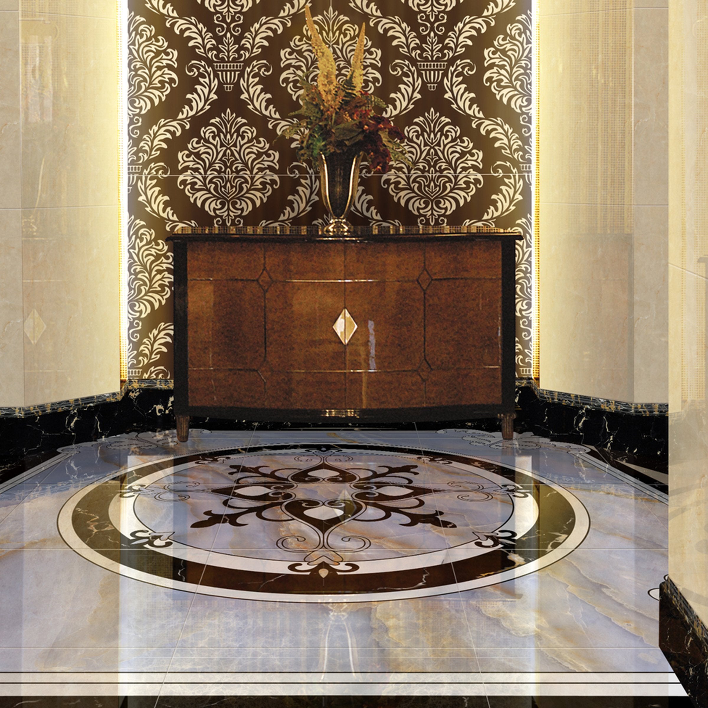 3D Round Black Pattern WG362 Floor Mural Wallpaper AJ Wallpaper 2 