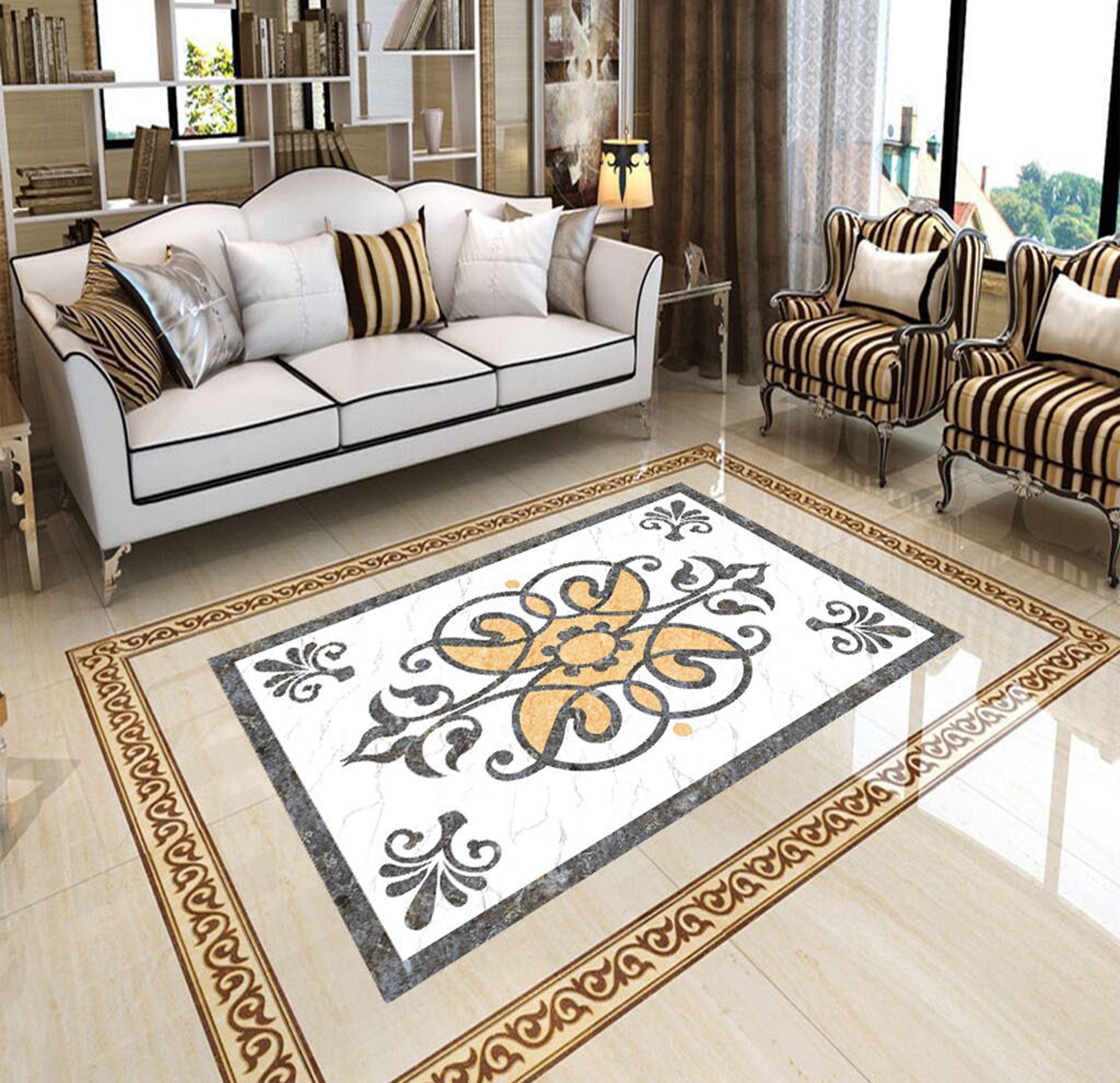 3D Black Pattern WG124 Floor Mural Wallpaper AJ Wallpaper 2 