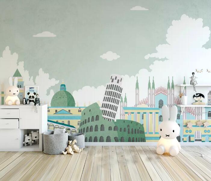 3D Green Building WG859 Wall Murals