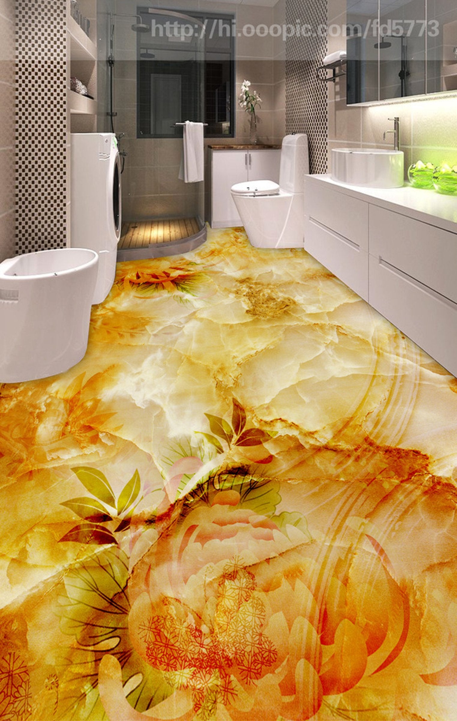 3D Yellow Flower WG027 Floor Mural Wallpaper AJ Wallpaper 2 