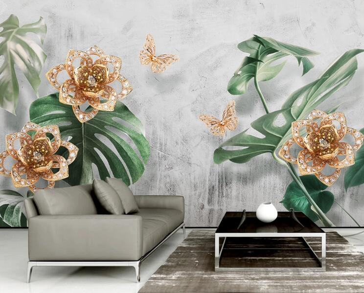 3D Diamond Flower 361 Wall Murals Wallpaper AJ Wallpaper 2 