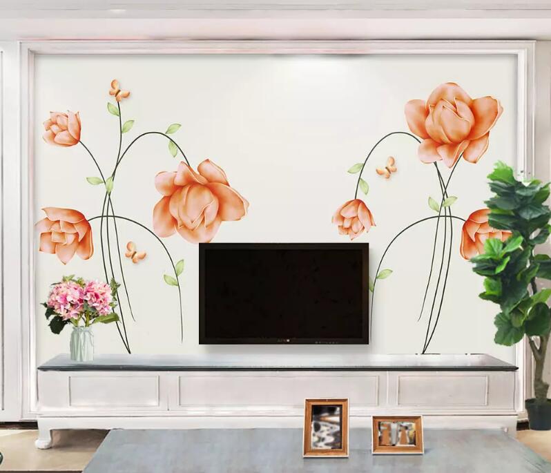3D Pink Flowers WG54 Wall Murals Wallpaper AJ Wallpaper 2 