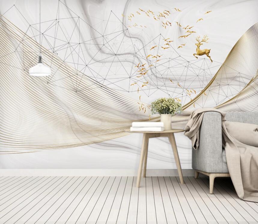 3D Golden Goose Flock WC2640 Wall Murals