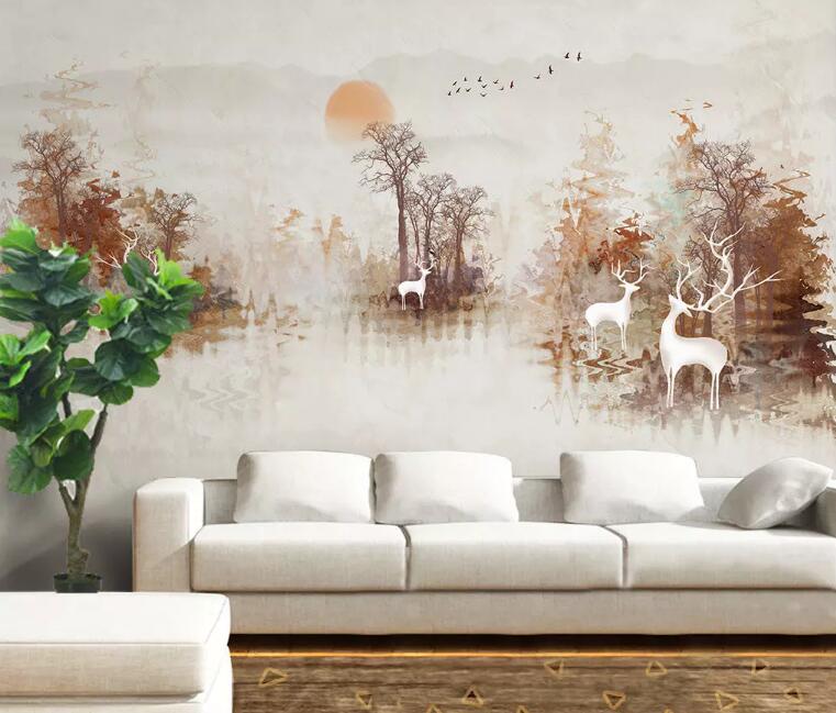 3D Foggy Forest WG93 Wall Murals Wallpaper AJ Wallpaper 2 