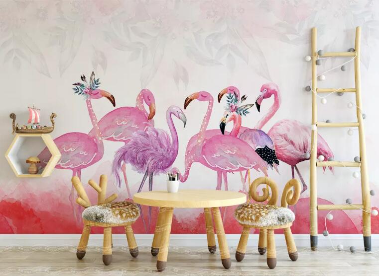 3D Painted Flamingo WG764 Wall Murals